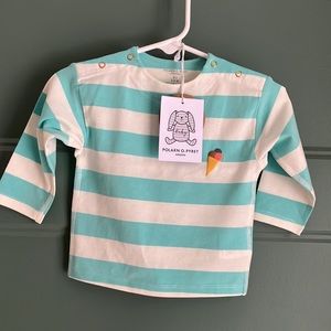 POLARN o PYRET shirt ice cream size 2-4 months turquoise white stripe LS top